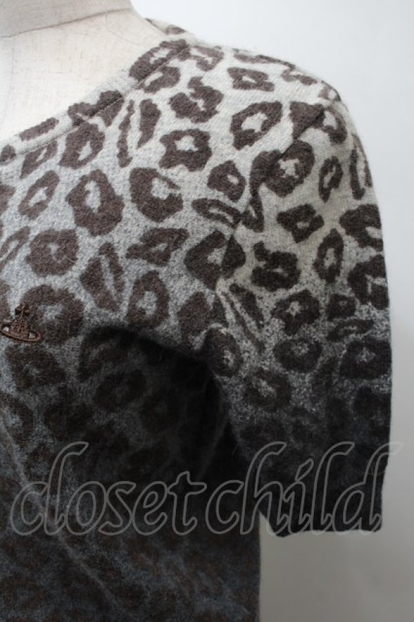 画像3: ヴィヴィアンウエストウッド 中古 / グラデーションレオパード半袖ニット 2 グレーx黒  S-25-10-29-033-to-AS-ZS (3)