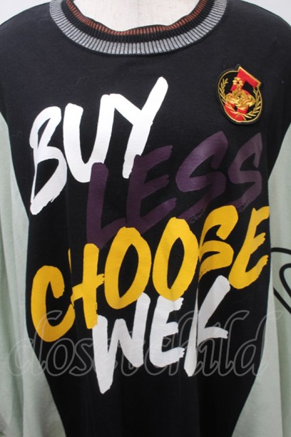 画像3: ヴィヴィアンウエストウッド MAN 中古 / BUY LESS CHOOSE WELL スウェット 00 黒xグリーン  S-25-10-29-035-ts-HR-ZS (3)