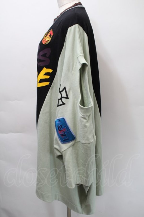 画像6: ヴィヴィアンウエストウッド MAN 中古 / BUY LESS CHOOSE WELL スウェット 00 黒xグリーン  S-25-10-29-035-ts-HR-ZS (6)