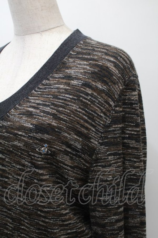 画像3: ヴィヴィアンウエストウッド MAN 中古 / ジャガードニット 44 ブラウンxグレー  S-25-10-29-037-to-AS-ZS (3)