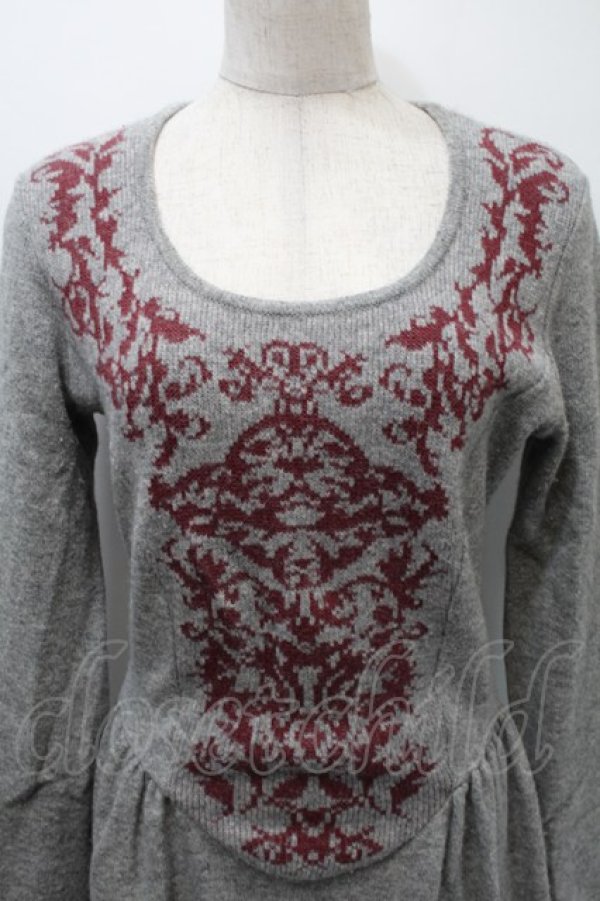 画像3: ヴィヴィアンウエストウッド 中古 / アラベスクオーブジャガードニットワンピース 2 グレー  S-25-10-29-038-op-AS-ZS (3)