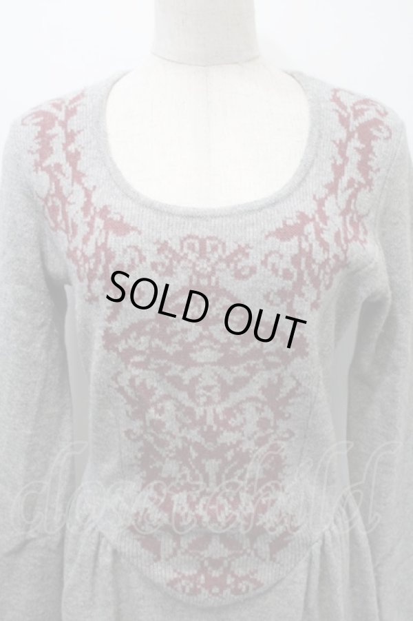 画像3: ヴィヴィアンウエストウッド 中古 / アラベスクオーブジャガードニットワンピース 2 グレー  S-25-10-29-038-op-AS-ZS (3)