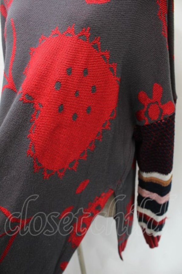 画像4: ヴィヴィアンウエストウッド MAN 中古 / 総柄サマーニット 44 グレーx赤  S-25-10-29-039-to-AS-ZS (4)