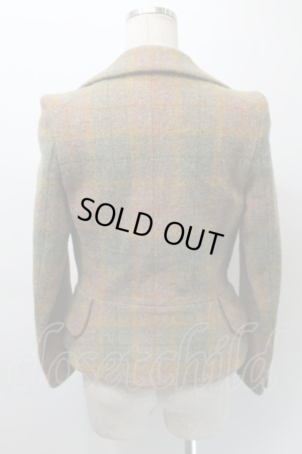 画像2: ヴィヴィアンウエストウッド 中古 / × Harris Tweed ウールラブジャケット  オフ  S-25-10-29-041-jc-AS-ZS (2)
