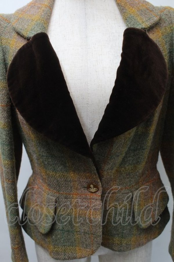 画像3: ヴィヴィアンウエストウッド 中古 / × Harris Tweed ウールラブジャケット  オフ  S-25-10-29-041-jc-AS-ZS (3)