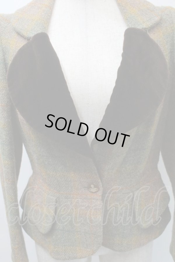画像3: ヴィヴィアンウエストウッド 中古 / × Harris Tweed ウールラブジャケット  オフ  S-25-10-29-041-jc-AS-ZS (3)