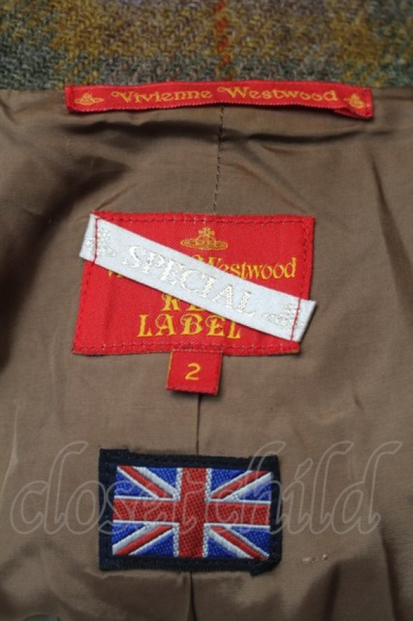 画像4: ヴィヴィアンウエストウッド 中古 / × Harris Tweed ウールラブジャケット  オフ  S-25-10-29-041-jc-AS-ZS (4)
