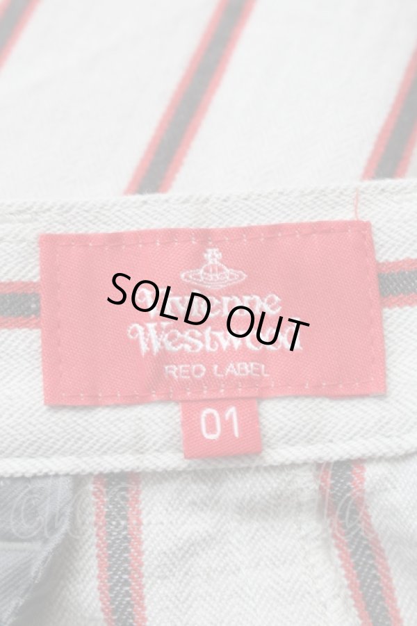 画像3: ヴィヴィアンウエストウッド 中古 / ストライプサルエルパンツ 1 ベージュｘ赤  S-25-10-29-048-pa-AS-ZS (3)