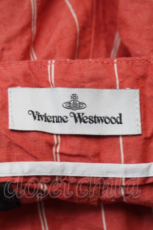 画像3: ヴィヴィアンウエストウッド 中古 / ストライプパンツ XS オレンジ  S-25-10-29-051-pa-AS-ZS (3)
