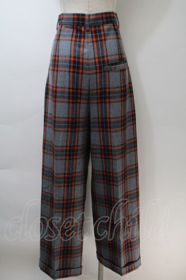 画像2: ヴィヴィアンウエストウッド MAN 中古 / トラウザーズタータンチェックパンツ 44 グレーxオレンジ  S-25-10-29-053-pa-AS-ZS (2)