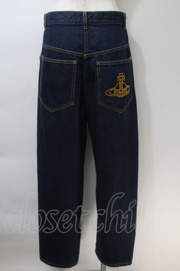 画像2: ヴィヴィアンウエストウッド 中古 / オーブ刺繍デニムパンツ 02 インディゴ  S-25-10-29-054-pa-HR-ZS (2)