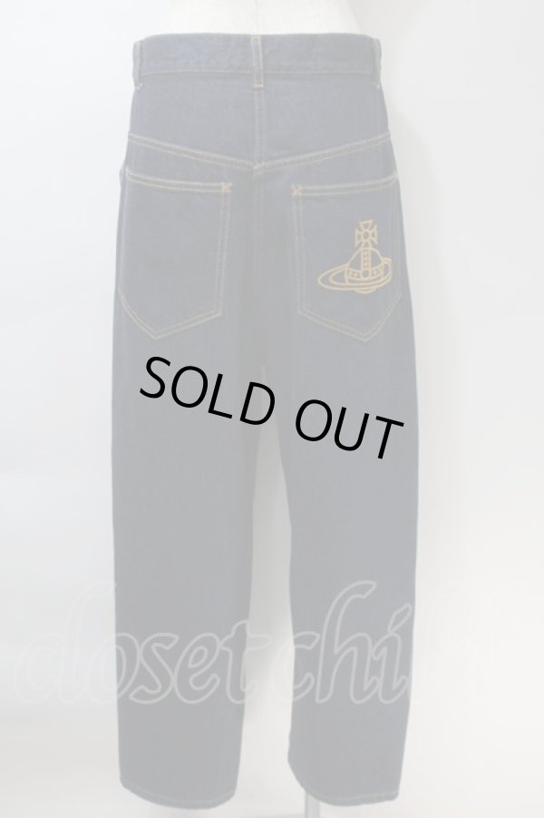 画像2: ヴィヴィアンウエストウッド 中古 / オーブ刺繍デニムパンツ 02 インディゴ  S-25-10-29-054-pa-HR-ZS (2)