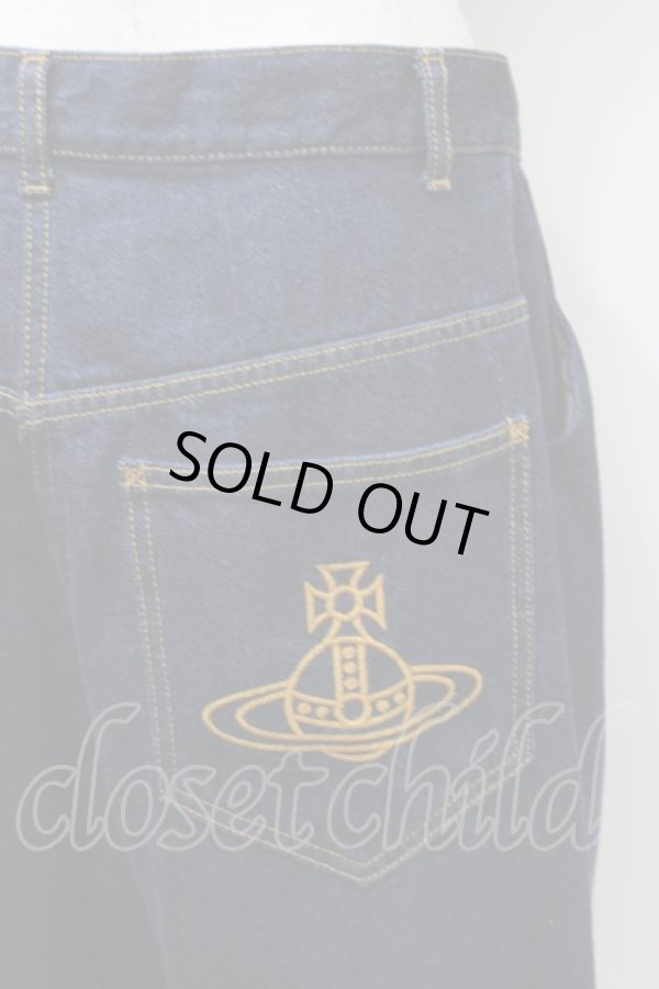 画像4: ヴィヴィアンウエストウッド 中古 / オーブ刺繍デニムパンツ 02 インディゴ  S-25-10-29-054-pa-HR-ZS (4)