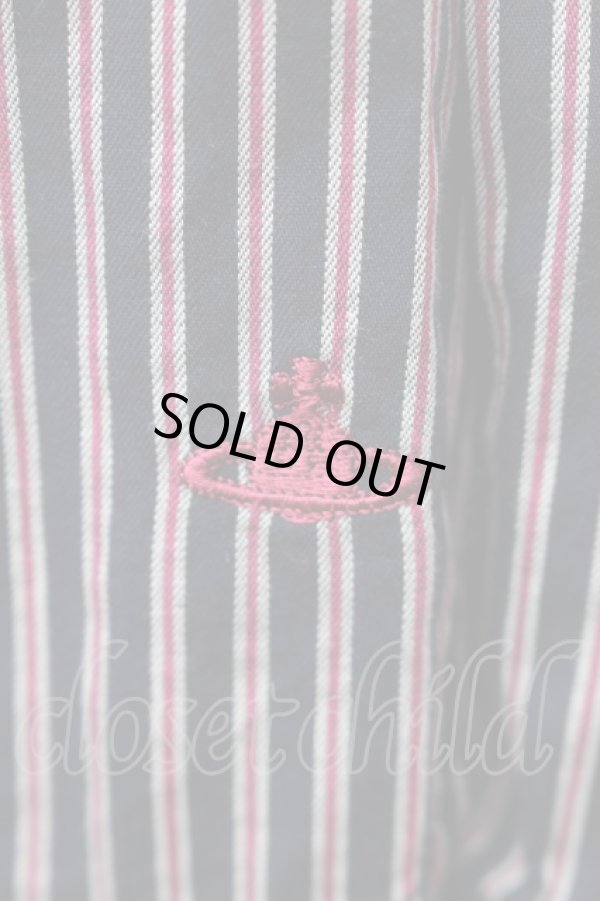 画像3: ヴィヴィアンウエストウッド 中古 / オーブ刺繍レジメンシャツ 1 紺ｘワイン  S-25-11-19-026-bl-AS-ZS (3)