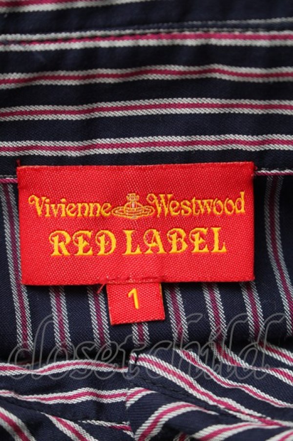 画像4: ヴィヴィアンウエストウッド 中古 / オーブ刺繍レジメンシャツ 1 紺ｘワイン  S-25-11-19-026-bl-AS-ZS (4)