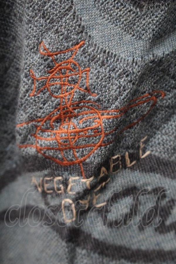 画像3: ヴィヴィアンウエストウッド 中古 / グラフティオーブ刺繍総柄カーディガン S/M ブルーグレー  S-25-11-19-035-to-AS-ZS (3)