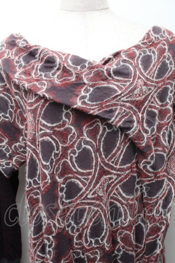 画像3: ヴィヴィアンウエストウッド 中古 / リースジャガードニットワンピース 2 グレーｘ赤  S-25-11-19-038-op-AS-ZS (3)