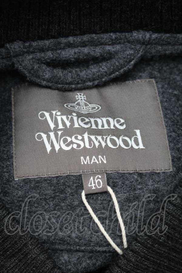 画像5: ヴィヴィアンウエストウッド MAN 中古 / パッチ バーシティジャケット 46 グレー  S-25-11-19-049-jc-AS-ZS (5)