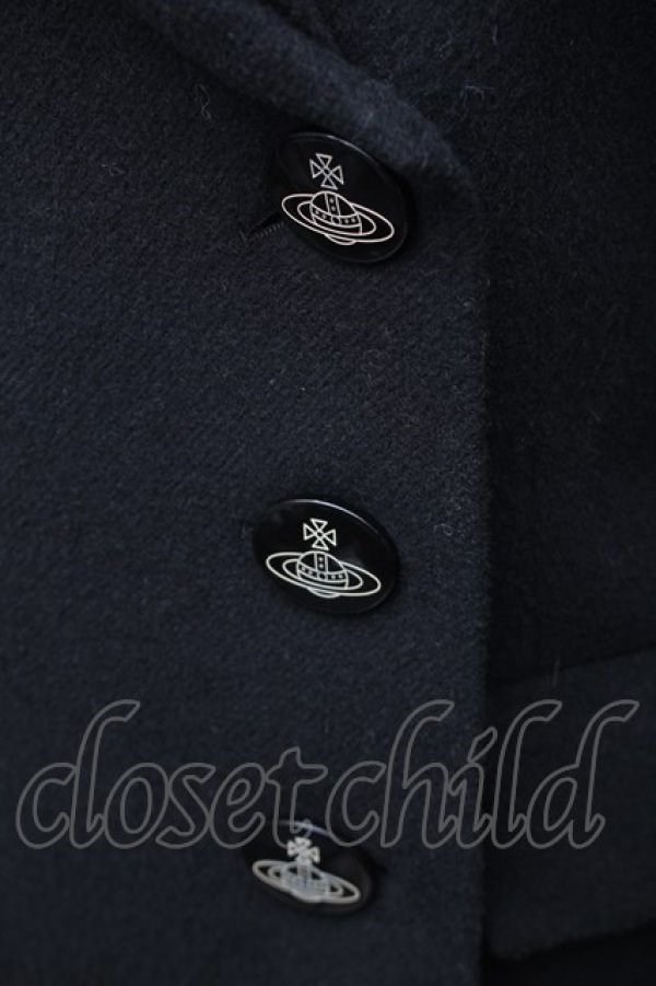 画像3: ヴィヴィアンウエストウッド 中古 / 開襟ウールコート 2 黒  S-25-11-19-051-co-AS-ZS (3)