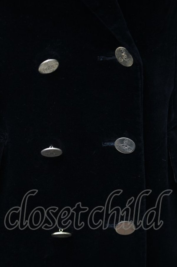 画像3: ヴィヴィアンウエストウッド 中古 / ベロアジャケット 14 黒  S-25-11-19-052-jc-AS-ZS (3)