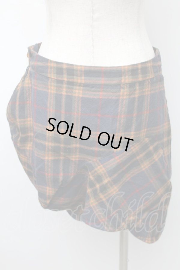 画像2: ヴィヴィアンウエストウッド 中古 / ダブルフレームチェックスカート 3 紺ｘイエロー  S-25-11-19-054-sk-AS-ZS (2)