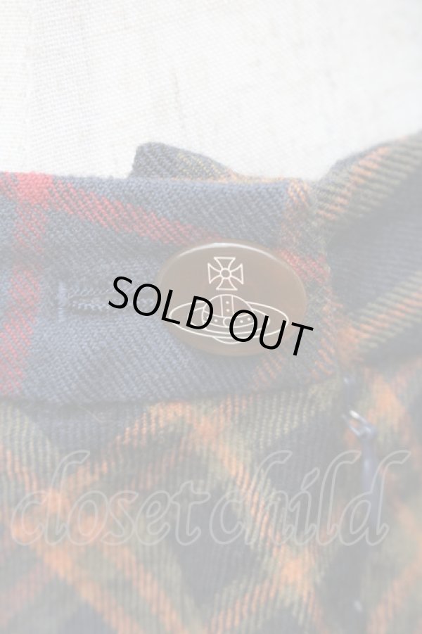 画像3: ヴィヴィアンウエストウッド 中古 / ダブルフレームチェックスカート 3 紺ｘイエロー  S-25-11-19-054-sk-AS-ZS (3)