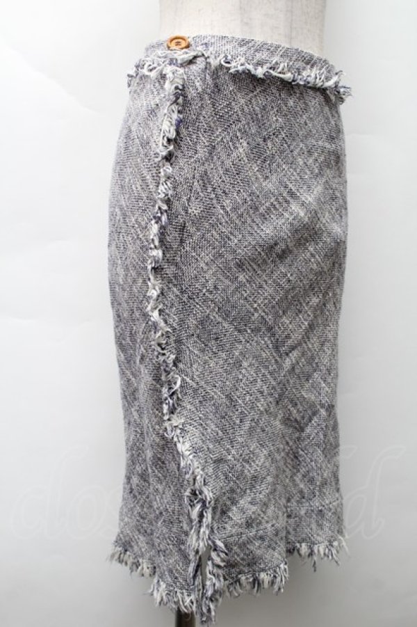 画像3: ヴィヴィアンウエストウッド 中古 / ツイードスカート 40 紺ｘオフ  S-25-11-19-057-sk-AS-ZS (3)