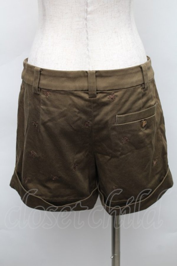 画像2: ヴィヴィアンウエストウッド 中古 / オーブ刺繍ショートパンツ 2 カーキ  S-25-11-19-059-pa-AS-ZS (2)