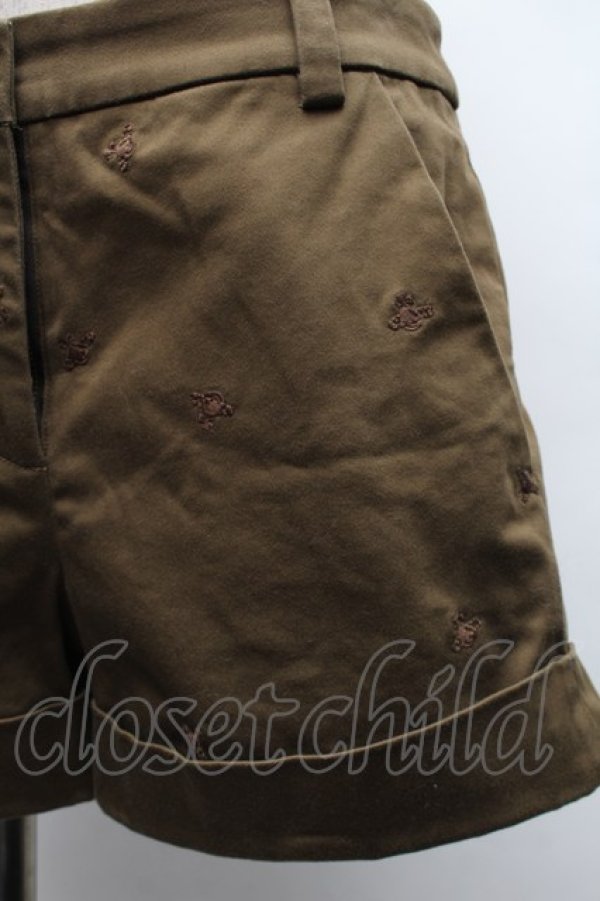 画像3: ヴィヴィアンウエストウッド 中古 / オーブ刺繍ショートパンツ 2 カーキ  S-25-11-19-059-pa-AS-ZS (3)