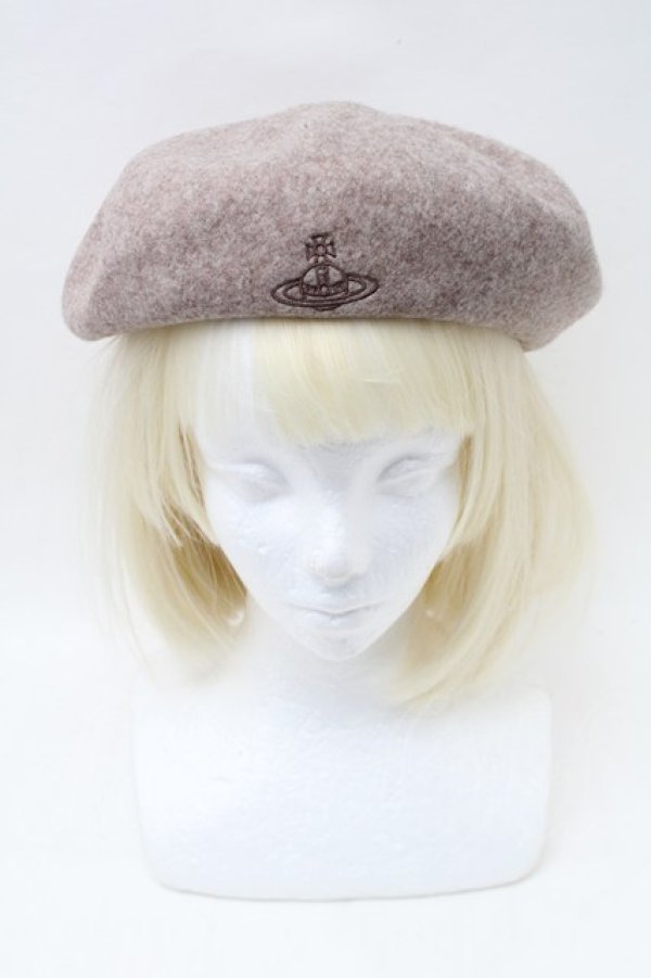 画像2: ヴィヴィアンウエストウッド 中古 / オーブ刺繍ベレー  ベージュ  S-25-11-19-009-gd-AS-ZS (2)