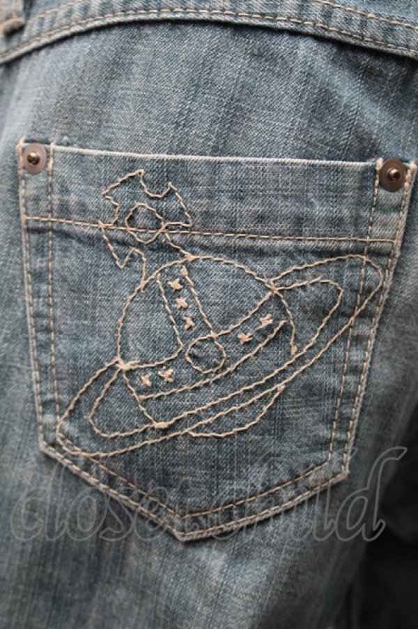 画像3: ヴィヴィアンウエストウッド 中古 / オーブ刺繍デニム 2 ブルー  S-25-11-19-060-pa-AS-ZS (3)