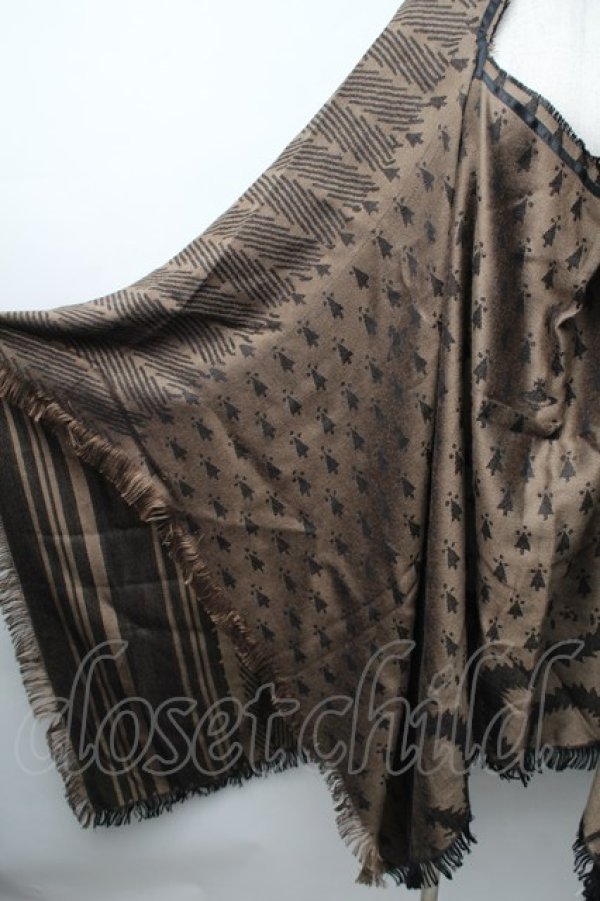 画像2: ヴィヴィアンウエストウッド 中古 / スクイグル大判ストール  黒ｘベージュ  S-25-11-19-010-gd-AS-ZS (2)