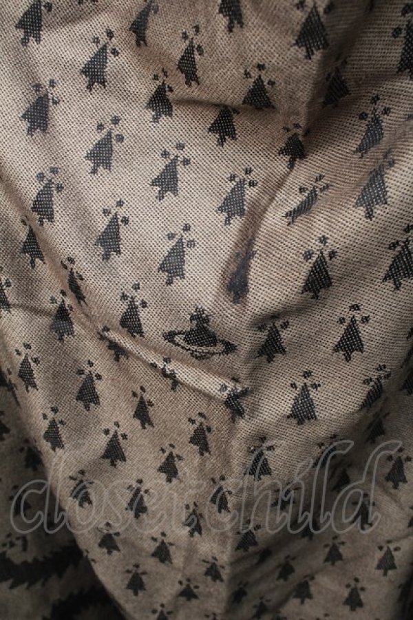 画像3: ヴィヴィアンウエストウッド 中古 / スクイグル大判ストール  黒ｘベージュ  S-25-11-19-010-gd-AS-ZS (3)