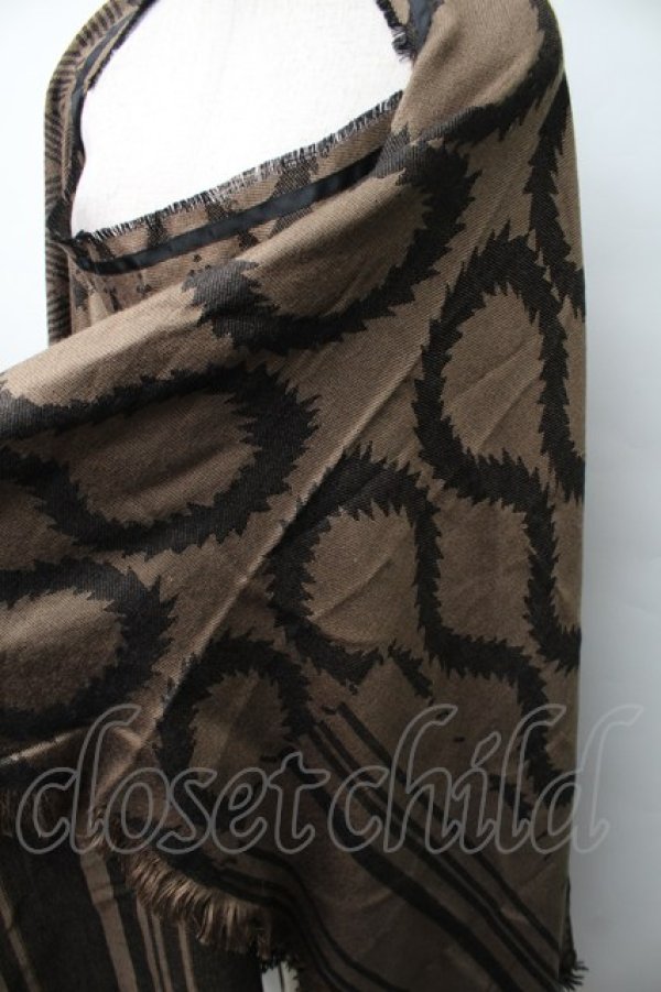 画像4: ヴィヴィアンウエストウッド 中古 / スクイグル大判ストール  黒ｘベージュ  S-25-11-19-010-gd-AS-ZS (4)