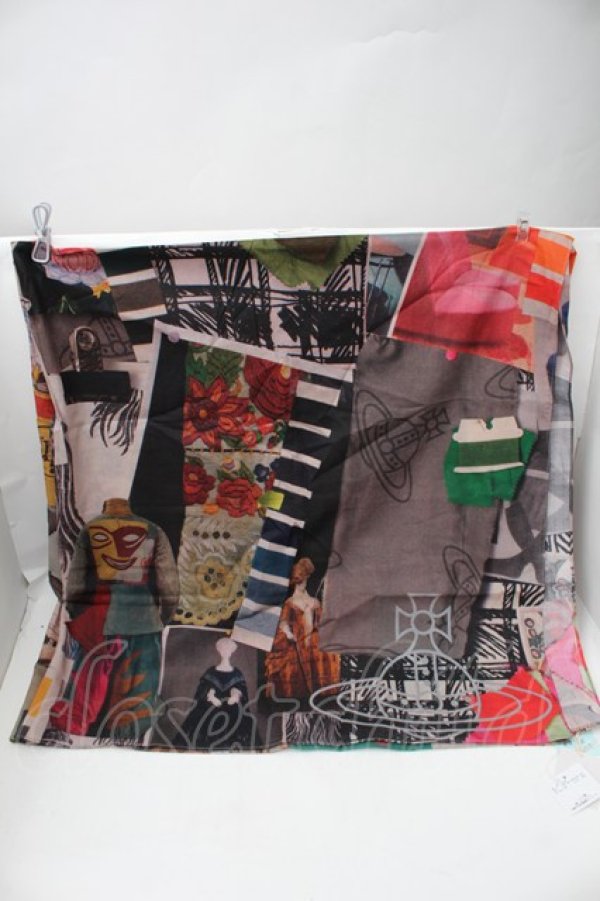 画像2: ヴィヴィアンウエストウッド 中古 / MOODBOARD PRINTスカーフ  マルチ  S-25-11-19-013-gd-AS-ZS (2)