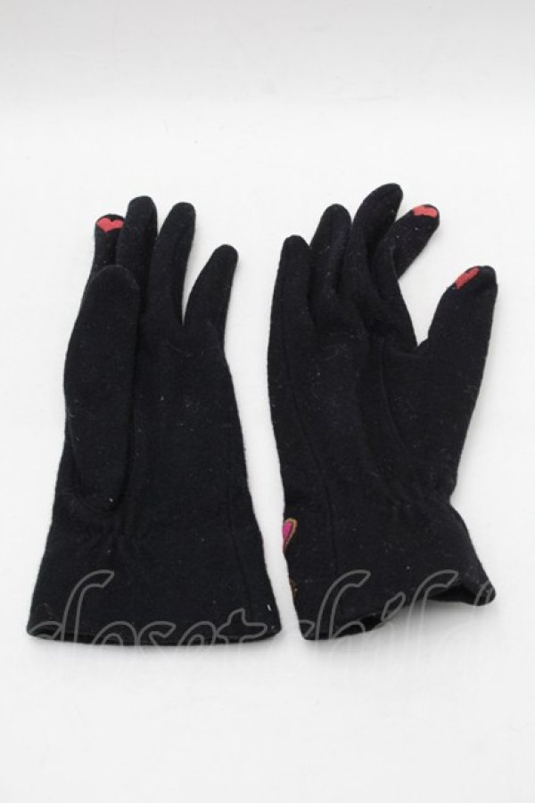 画像2: ヴィヴィアンウエストウッド 中古 / オーブ刺繍手袋  黒  S-25-11-19-003-gd-AS-ZS (2)