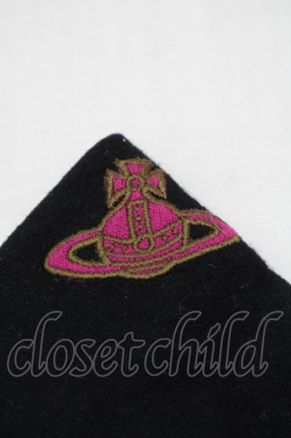 画像3: ヴィヴィアンウエストウッド 中古 / オーブ刺繍手袋  黒  S-25-11-19-003-gd-AS-ZS (3)