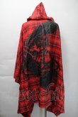 画像2: ANGLOMANIA 中古 / チェックレインポンチョ 38 赤  S-25-11-19-024-co-AS-ZS (2)