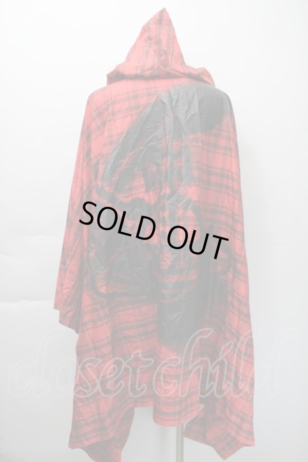 画像2: ANGLOMANIA 中古 / チェックレインポンチョ 38 赤  S-25-11-19-024-co-AS-ZS (2)