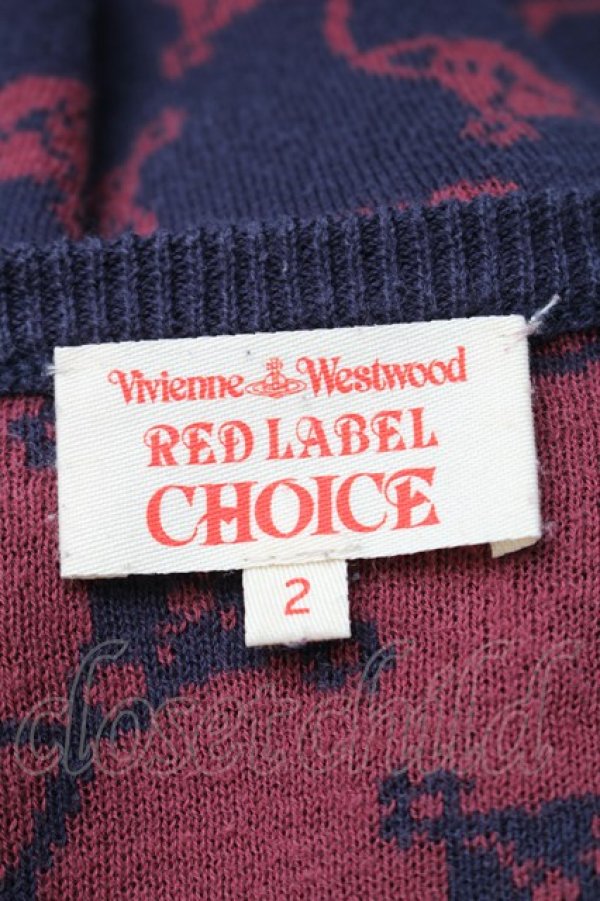 画像4: ヴィヴィアンウエストウッド 中古 / チェーンオーブカーデイガン 2 紺ｘワイン  S-25-11-19-025-to-AS-ZS (4)