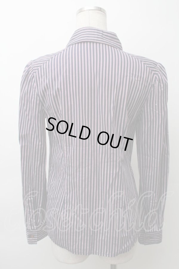 画像2: ヴィヴィアンウエストウッド 中古 / オーブ刺繍レジメンシャツ 1 紺ｘワイン  S-25-11-19-026-bl-AS-ZS (2)