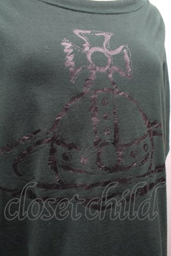 画像3: ヴィヴィアンウエストウッド 中古 / オーブプリントシャツ 46 グリーン  S-25-11-30-024-to-AS-ZS (3)