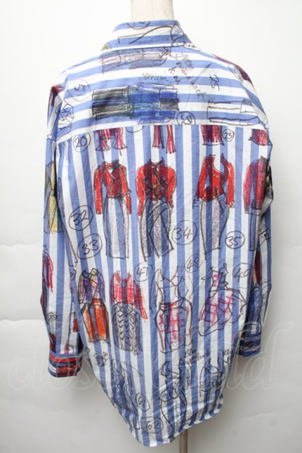 画像2: ヴィヴィアンウエストウッド 中古 / LINE UP PRINTシャツ  ブルー  S-25-11-30-025-to-AS-ZS (2)