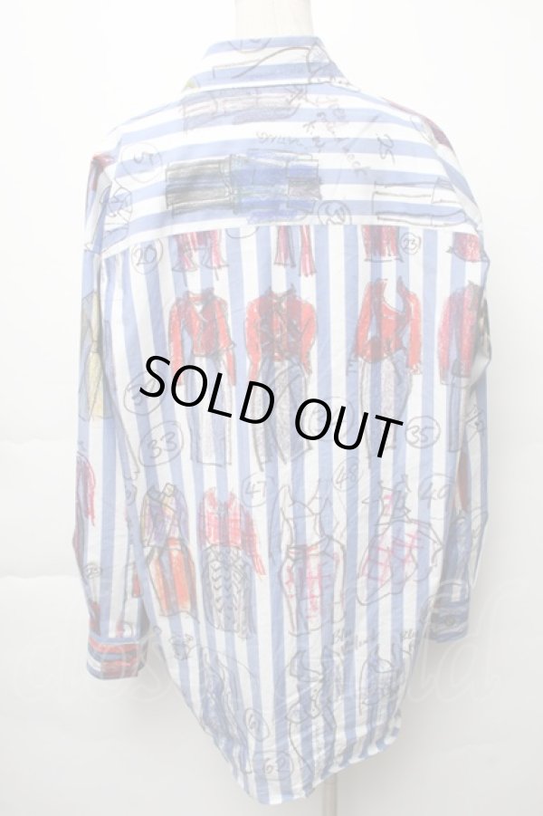 画像2: ヴィヴィアンウエストウッド 中古 / LINE UP PRINTシャツ  ブルー  S-25-11-30-025-to-AS-ZS (2)