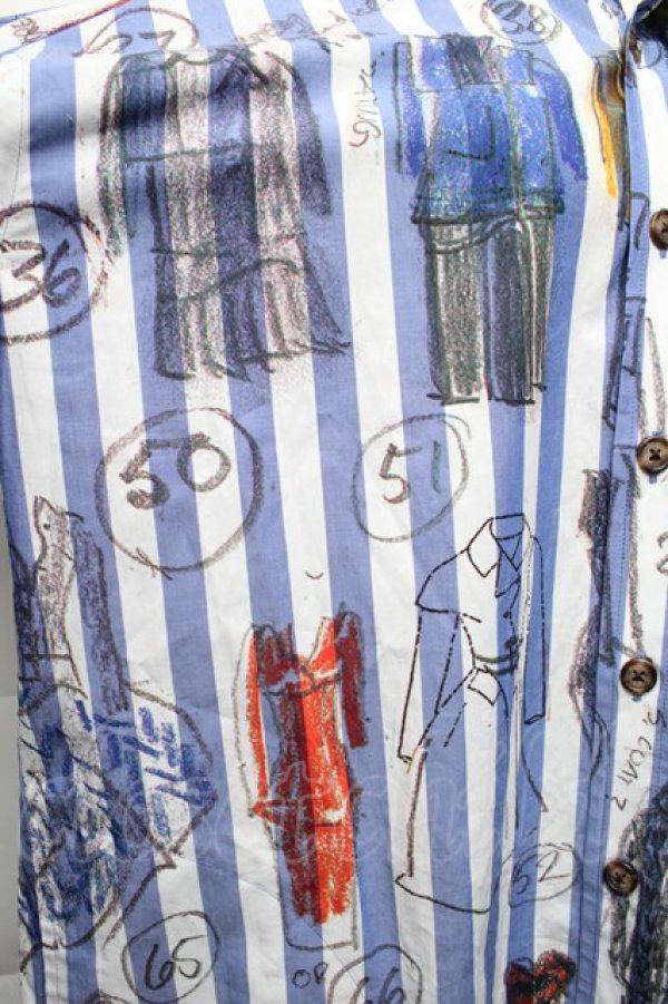 画像4: ヴィヴィアンウエストウッド 中古 / LINE UP PRINTシャツ  ブルー  S-25-11-30-025-to-AS-ZS (4)