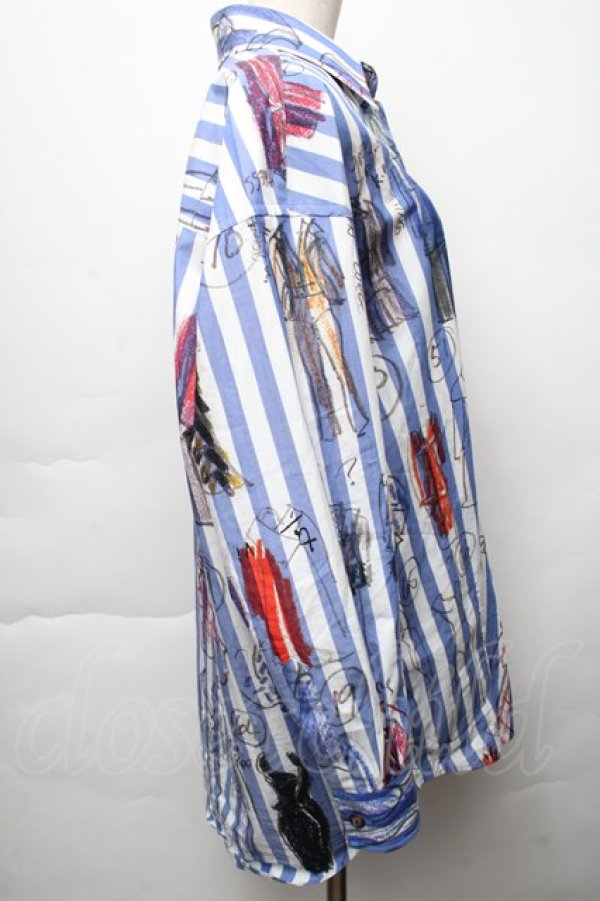 画像5: ヴィヴィアンウエストウッド 中古 / LINE UP PRINTシャツ  ブルー  S-25-11-30-025-to-AS-ZS (5)