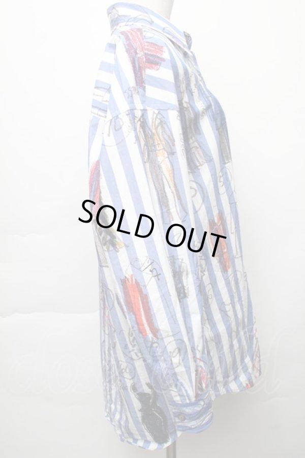 画像5: ヴィヴィアンウエストウッド 中古 / LINE UP PRINTシャツ  ブルー  S-25-11-30-025-to-AS-ZS (5)