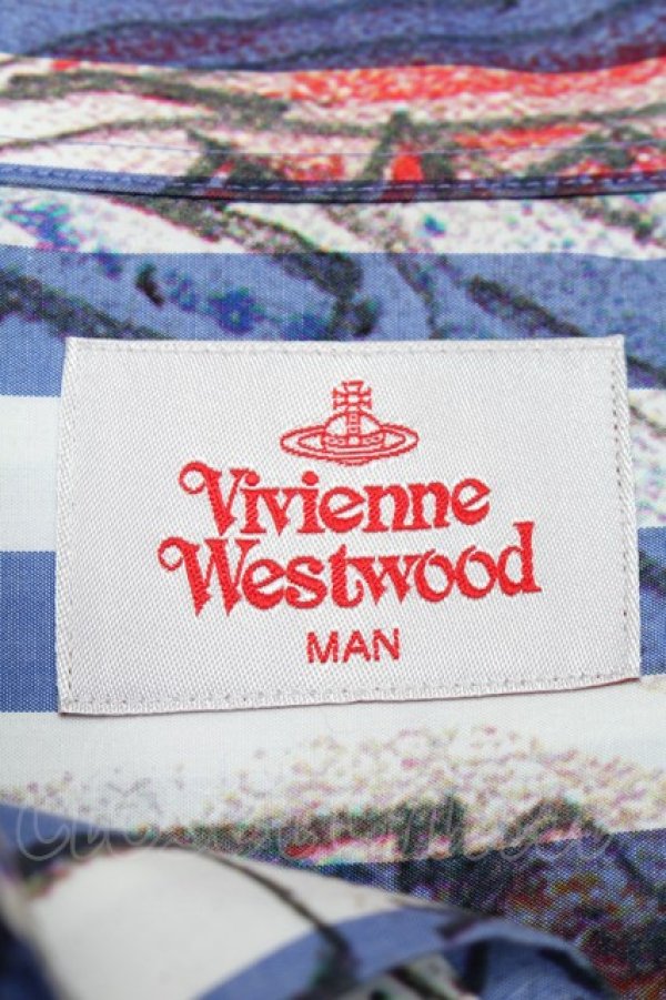 画像6: ヴィヴィアンウエストウッド 中古 / LINE UP PRINTシャツ  ブルー  S-25-11-30-025-to-AS-ZS (6)