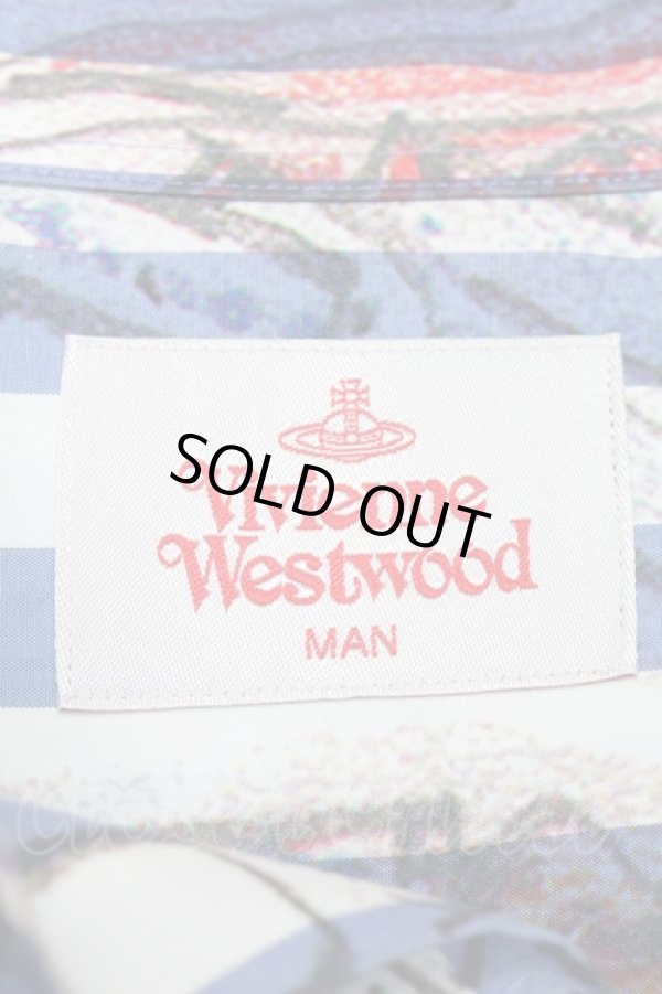 画像6: ヴィヴィアンウエストウッド 中古 / LINE UP PRINTシャツ  ブルー  S-25-11-30-025-to-AS-ZS (6)