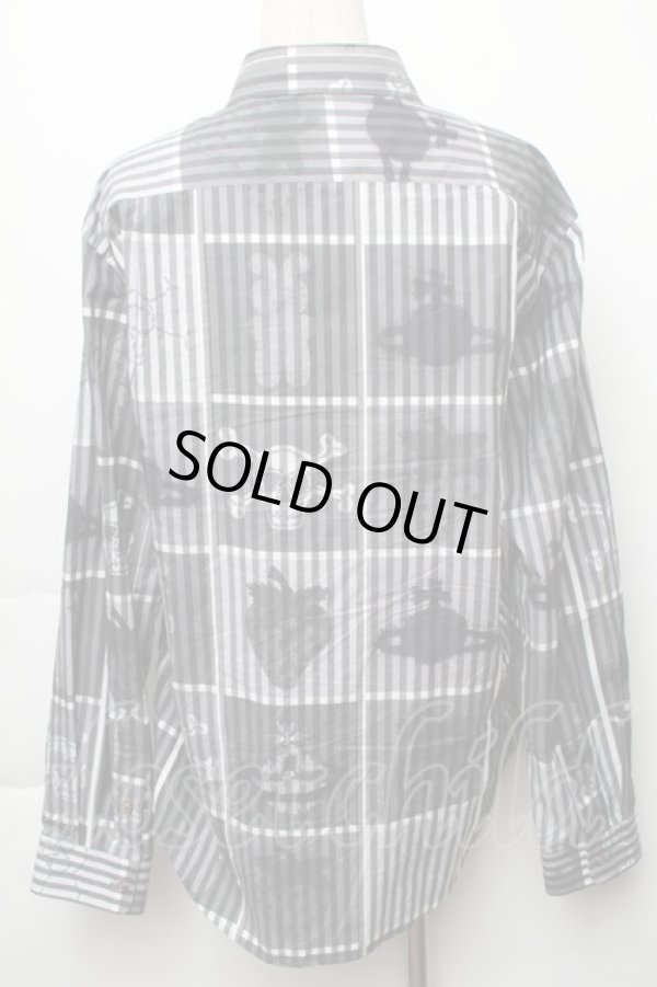 画像2: ヴィヴィアンウエストウッド MAN 中古 / PICNIC MONOCHROMEクラシックシャツ 50 グレー  S-25-11-30-026-bl-AS-ZS (2)